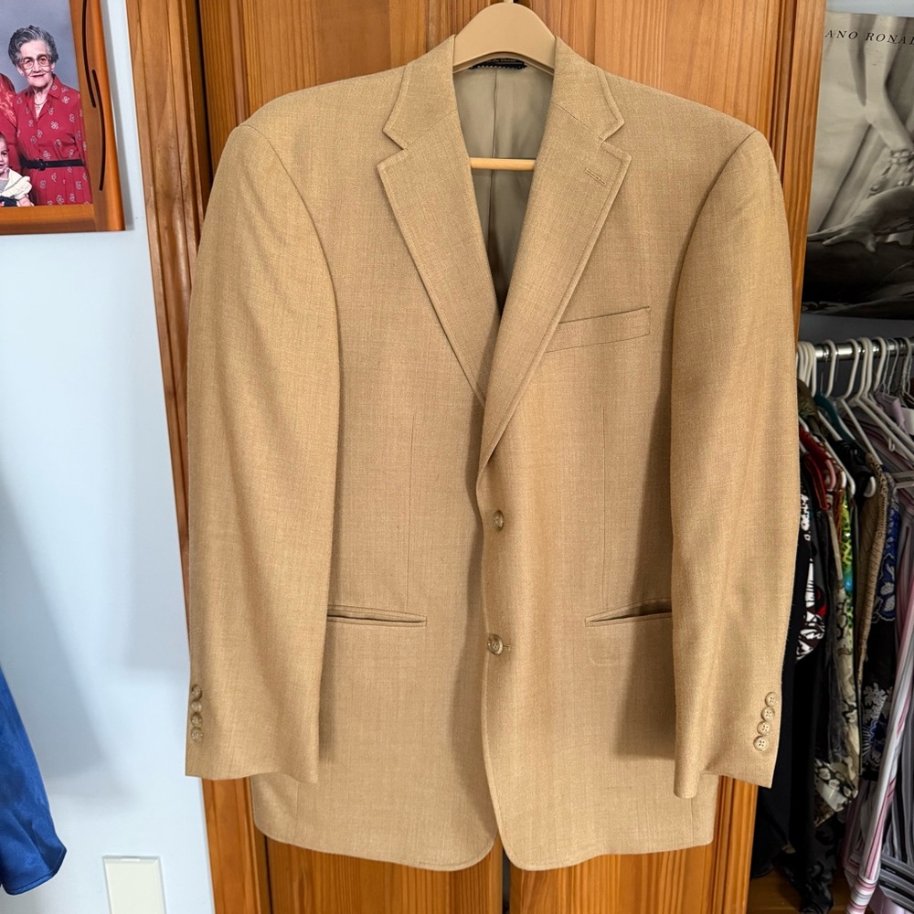 Axcess by Liz Claiborne Men’s 40R Camel Tan Sport Coat Jacket Silk and Wool